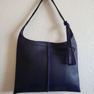 Cartera Artisan Made In San-Francisco Purple Leather Shoulder Bag